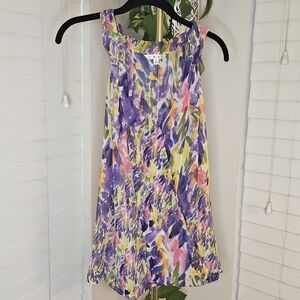 CAbi Petals Floral Faux Wrap Chiffon Blouse Watercolor Print